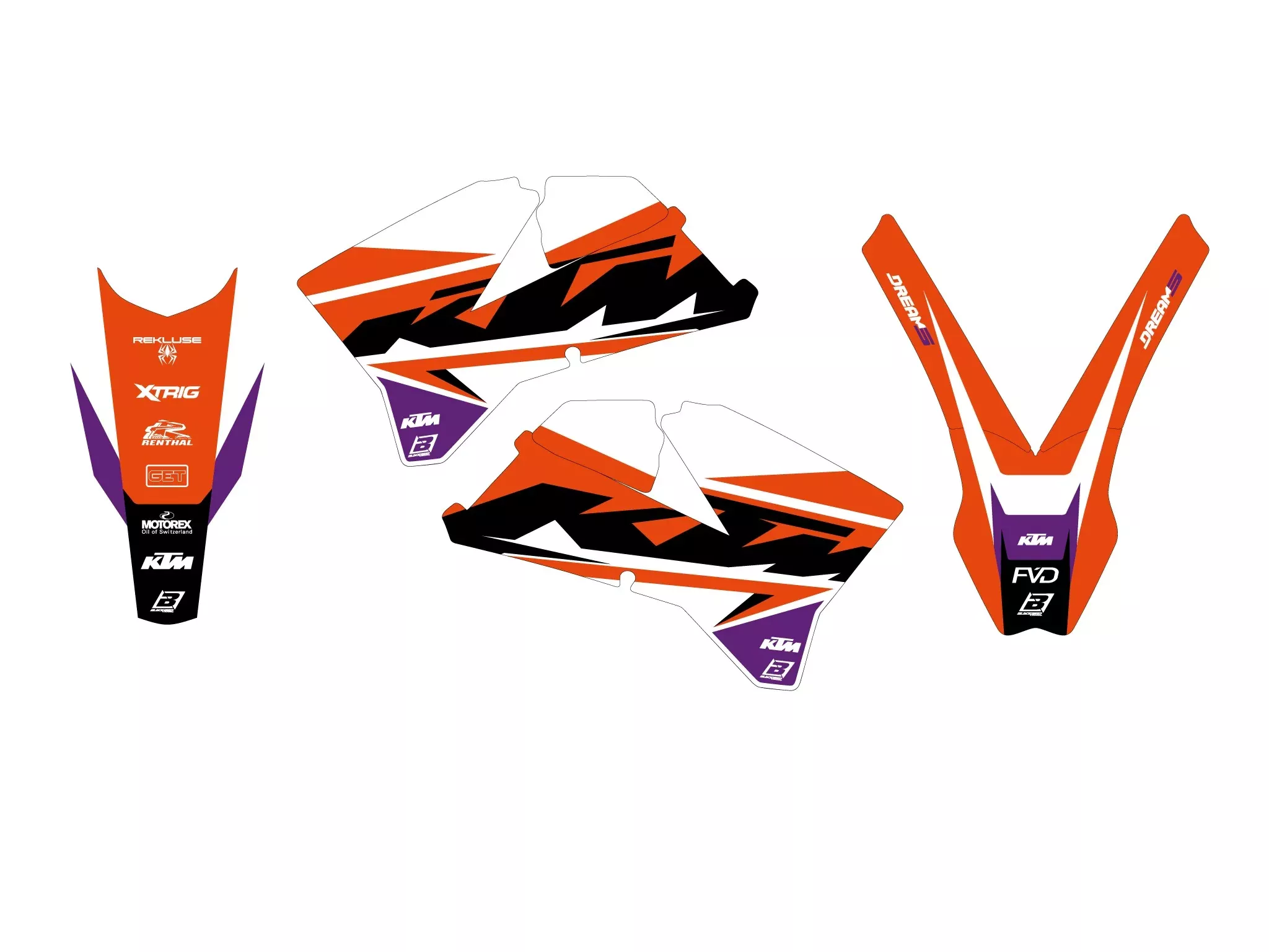 05-06 SX/SXF 05-07 EXC KTM DREAM 5 DECALS, BLACKBIRD 2526AB