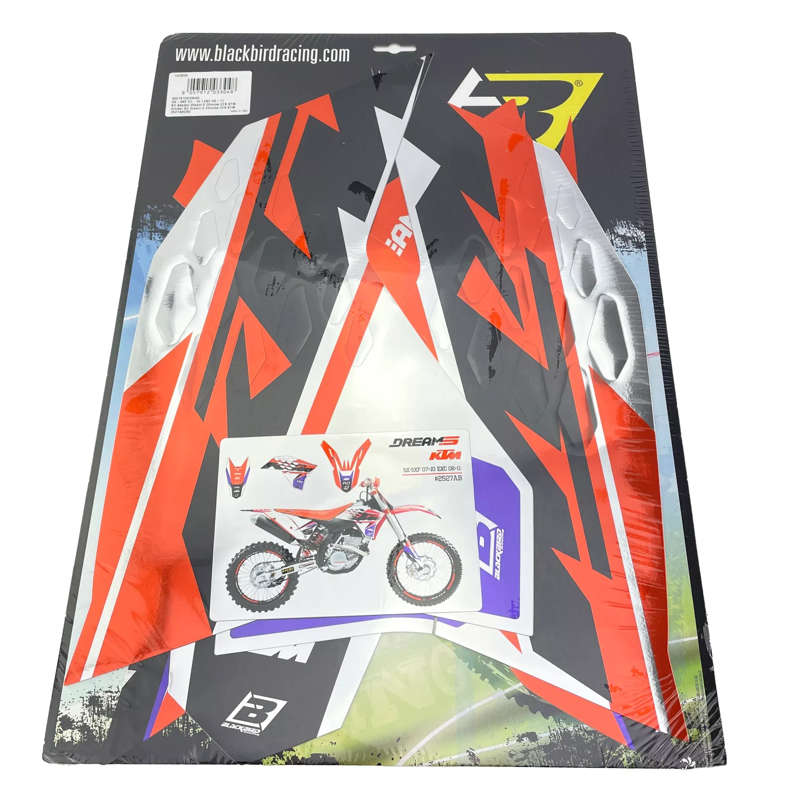 07-10 SX/SXF 08-11 EXC KTM DREAM 5 CHROME EFX DECALS, BLACKBIRD 2527ABCRO