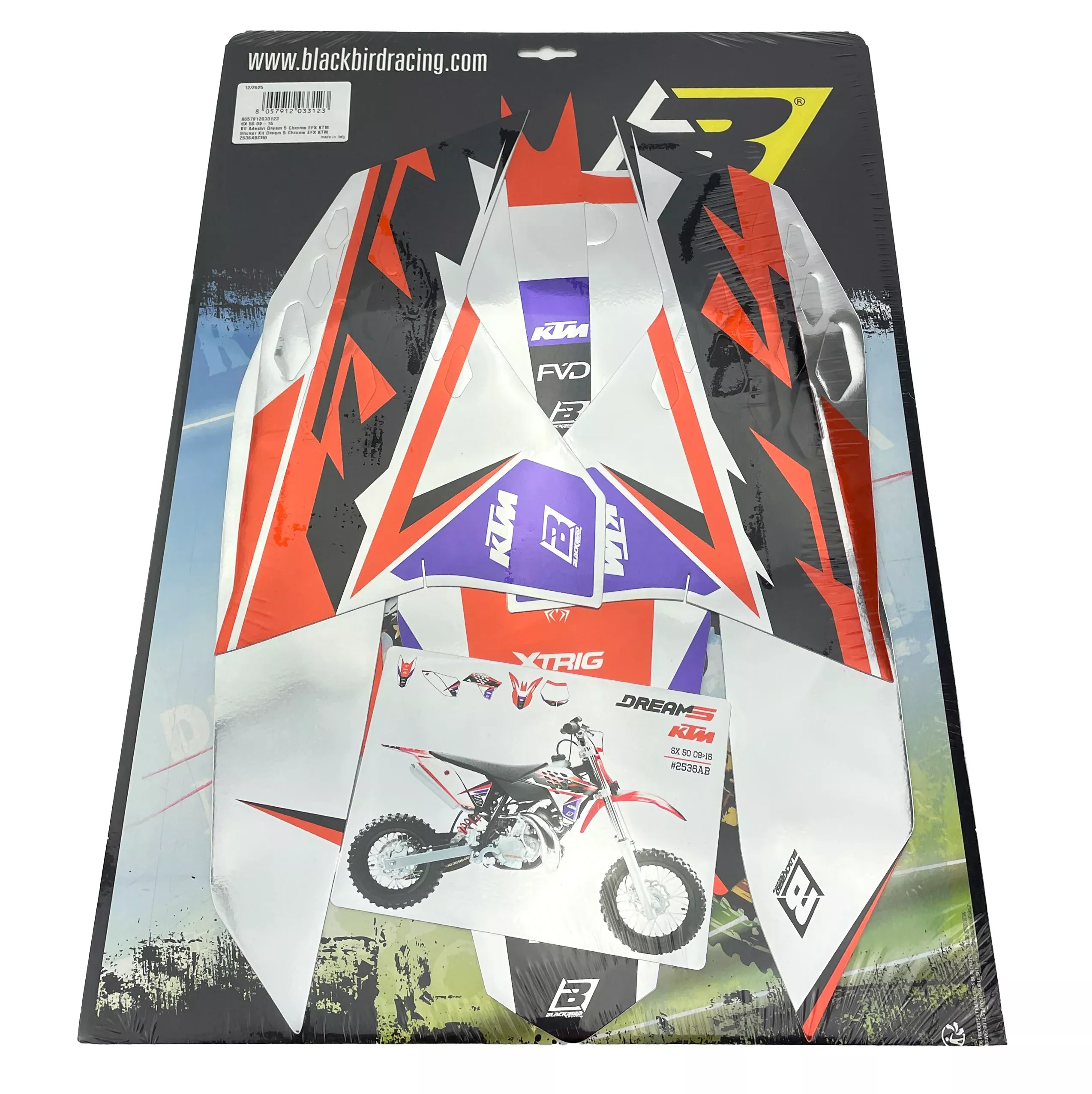 09-15 KTM SX 50 DREAM 5 CHROME DECALS, BLACKBIRD 2536ABCRO
