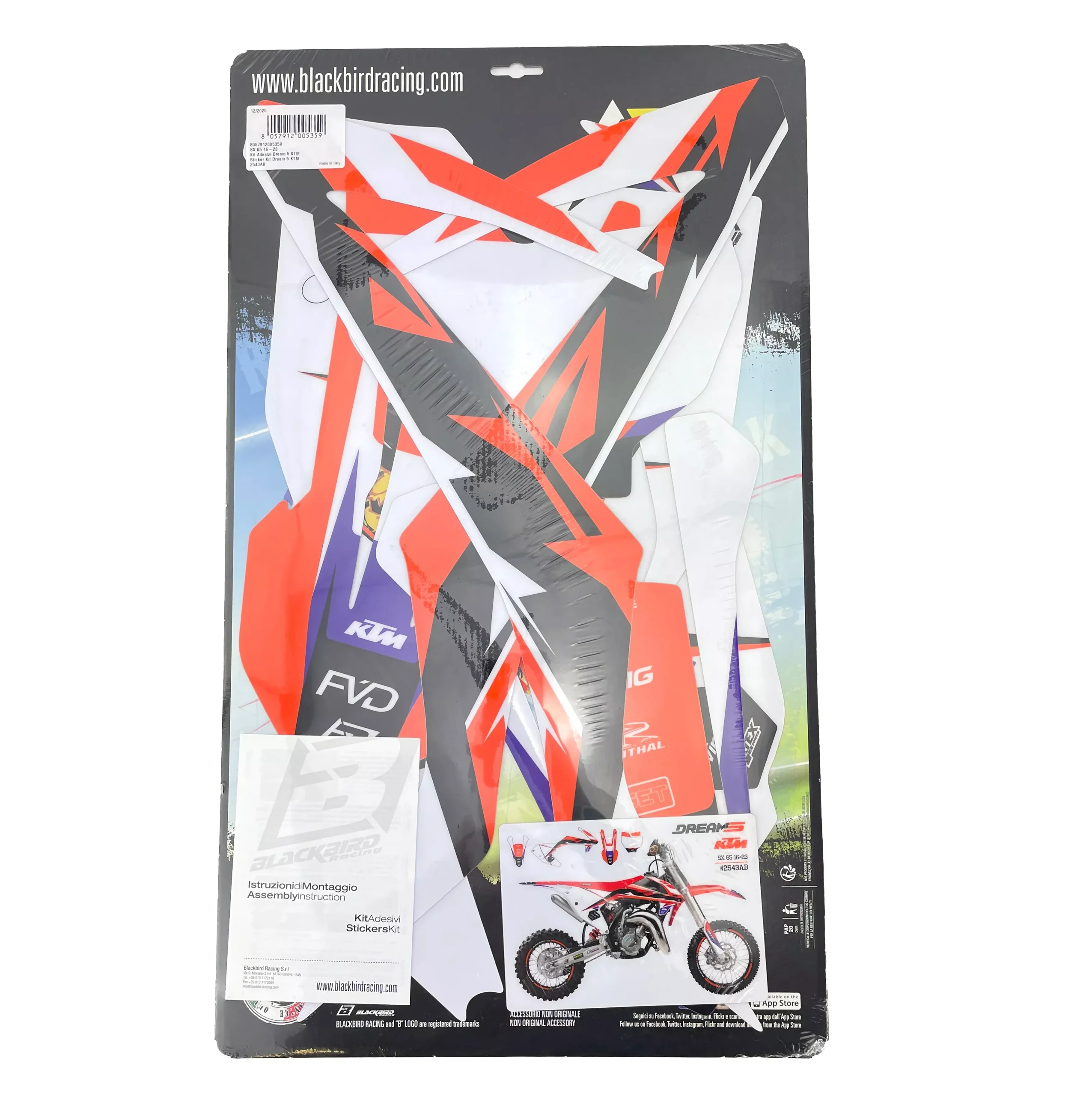 16-23 KTM SX 65 DREAM 5 DECALS, BLACKBIRD 2543AB