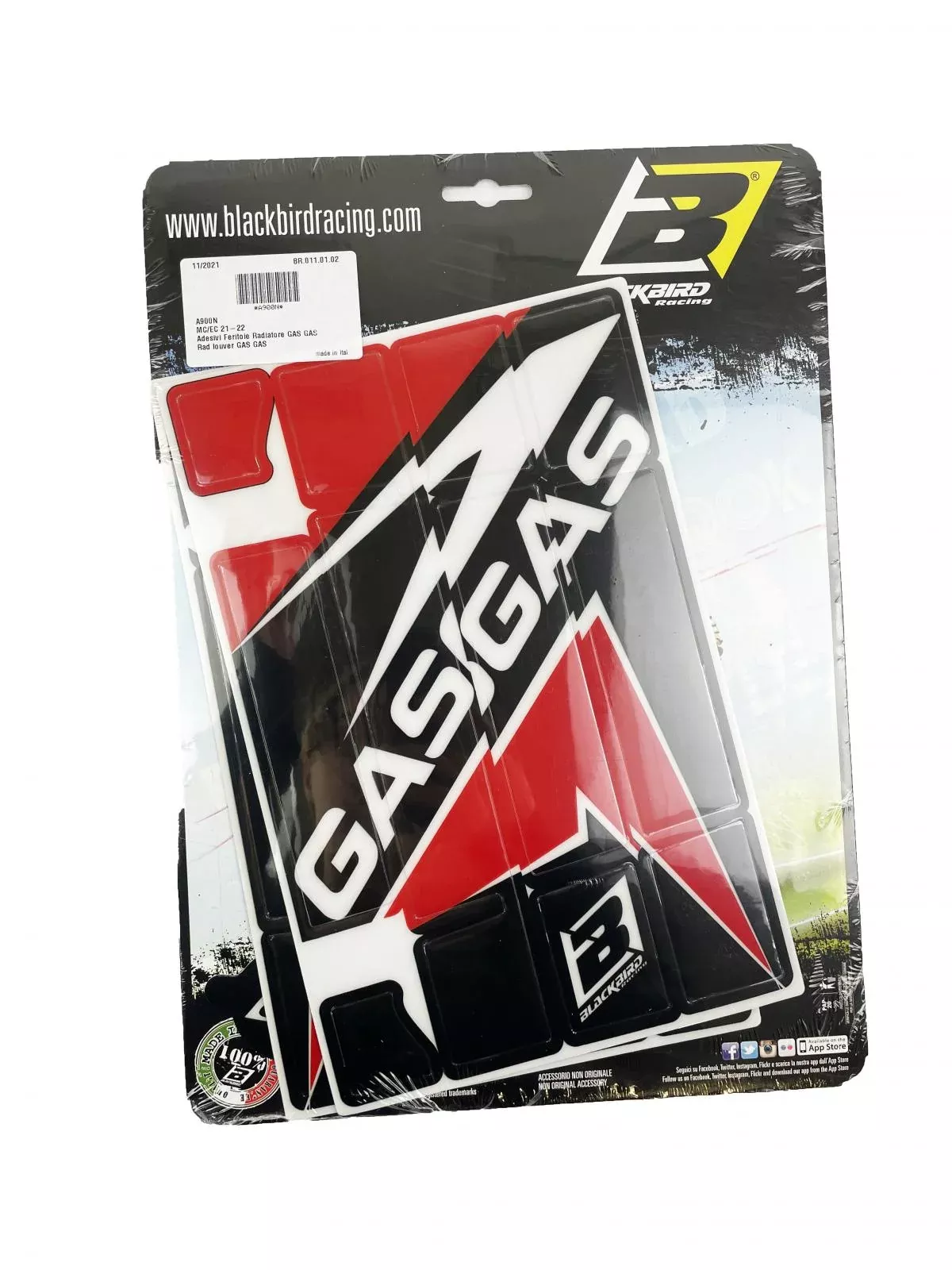 2021-22 GASGAS RAD LOUVER DECAL, BLACKBIRD A900R