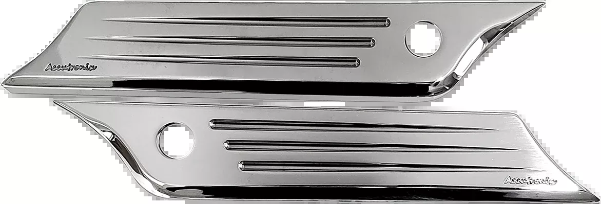 Accutronix Chrome Speed Ball Rear Saddlebag latch Covers 2014-21 Harley Touring