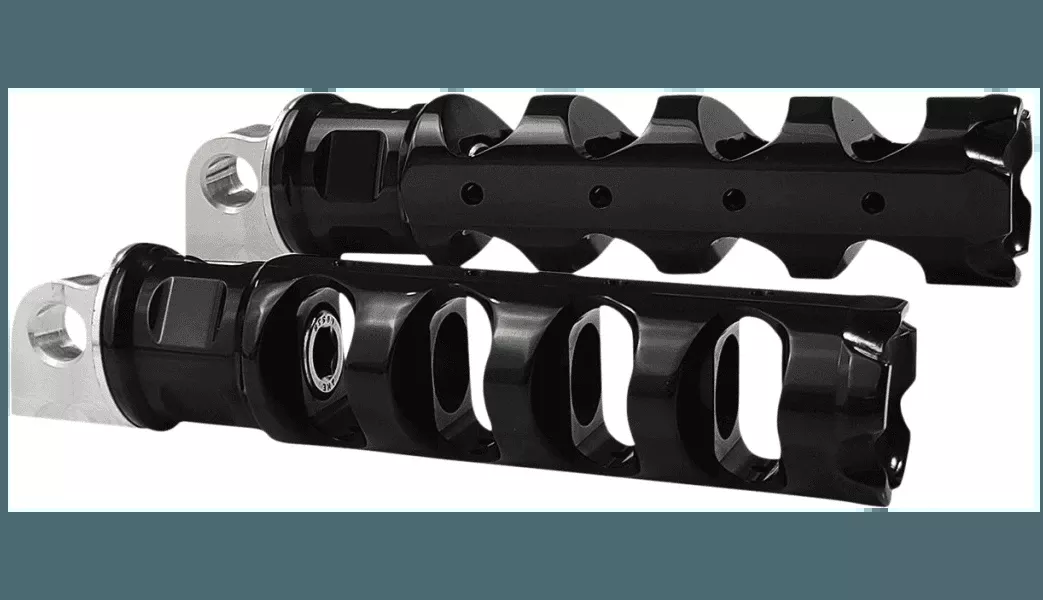 Accutronix Muzzle Brake Folding Footpegs for Harley Davidson Models - Black