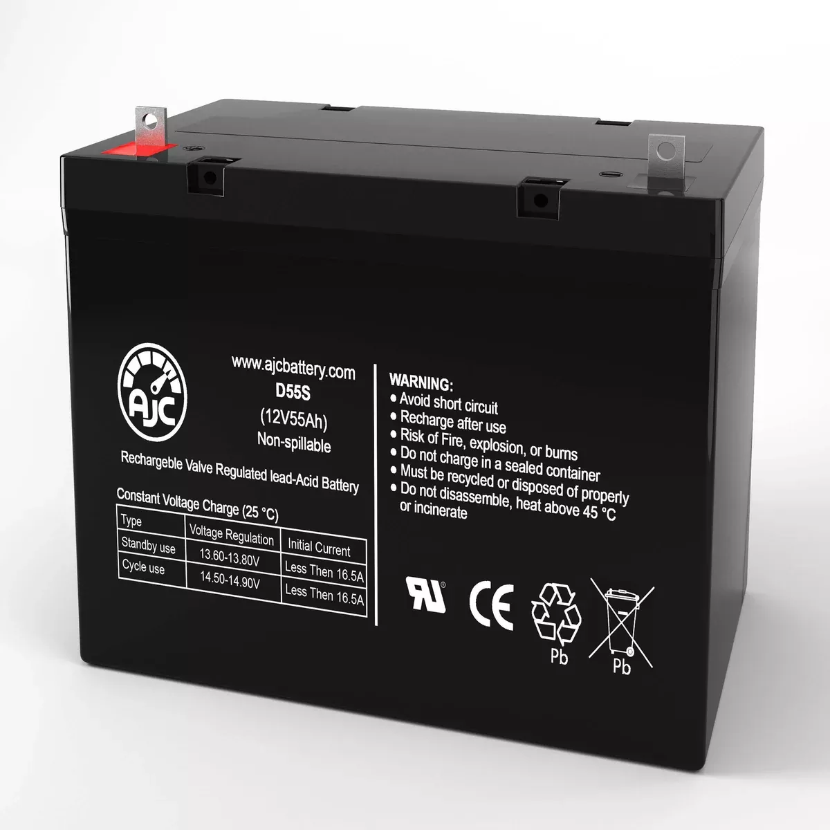AJC Battery Compatible with Deka 45HR2000S 12V 55Ah UPS Battery
