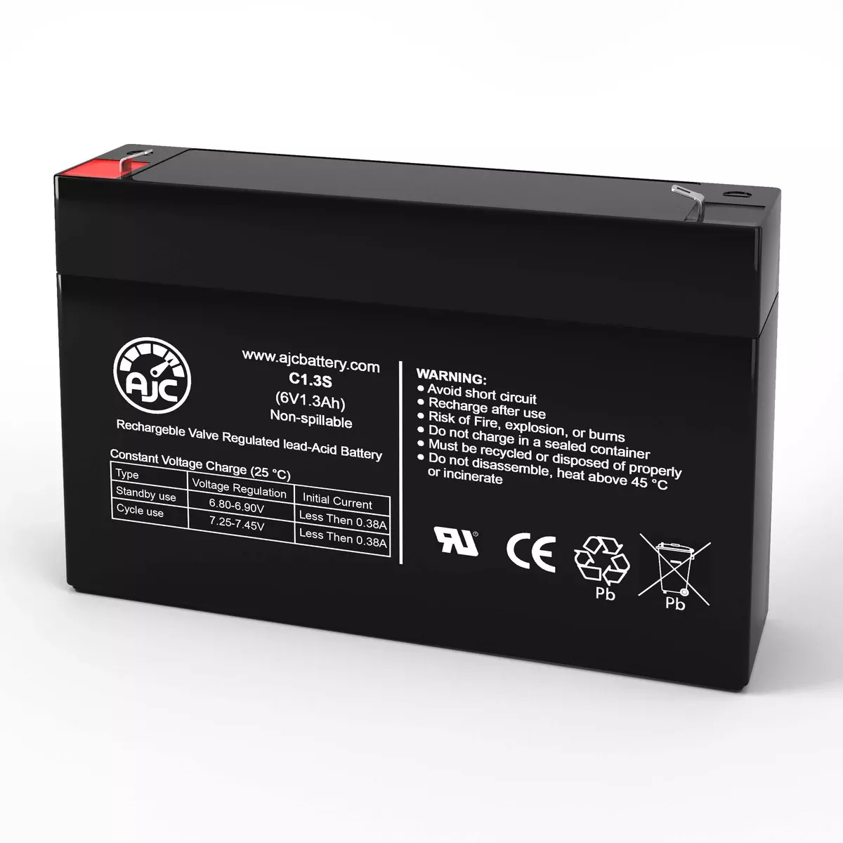 AJC Battery Compatible with Detex BE960 6V 1.3Ah Emergency Light Battery