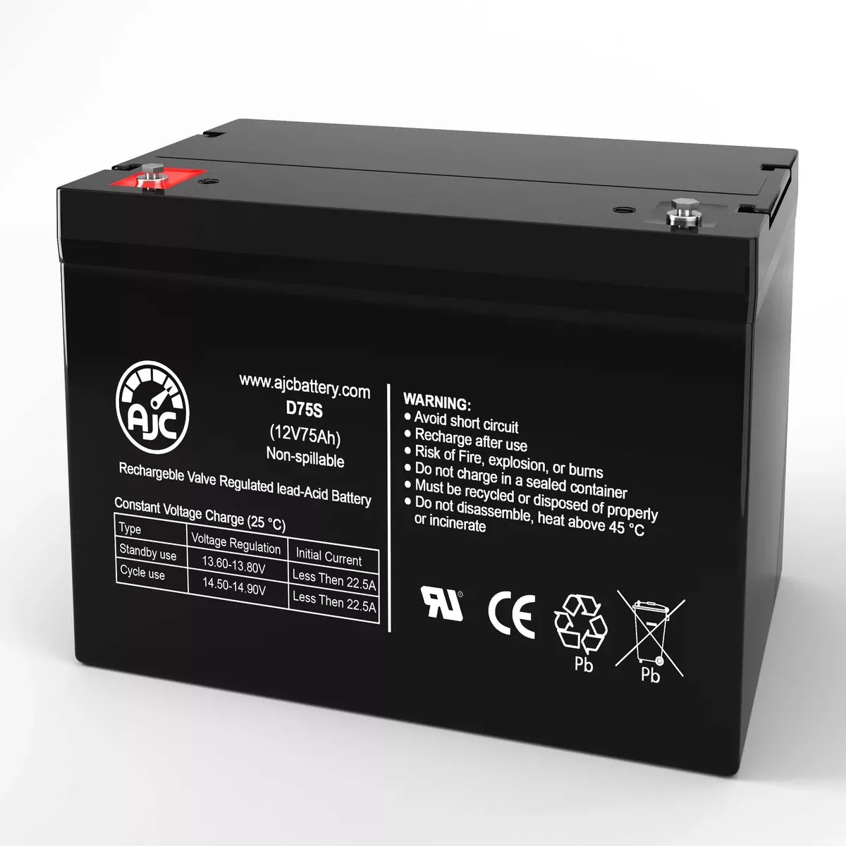 AJC Battery Compatible with Dynasty UPS12-270 12V 75Ah UPS Battery