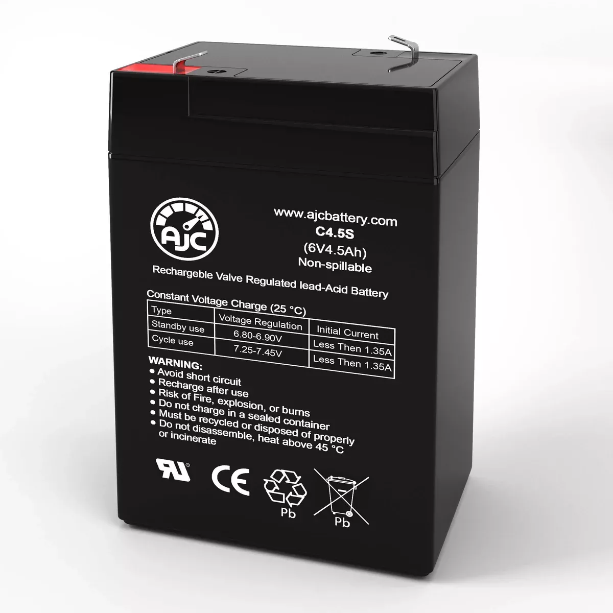 AJC Battery Compatible with EaglePicher CF-6V4.5 6V 4.5Ah Sealed Lead Acid Battery