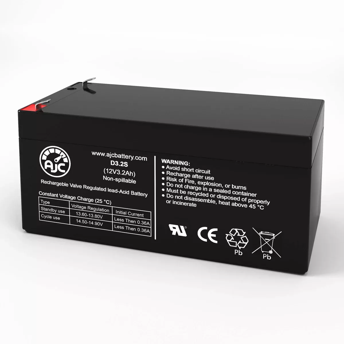 AJC Battery Compatible with EaglePicher CF12V2.6S1 12V 3.2Ah Emergency Light Battery