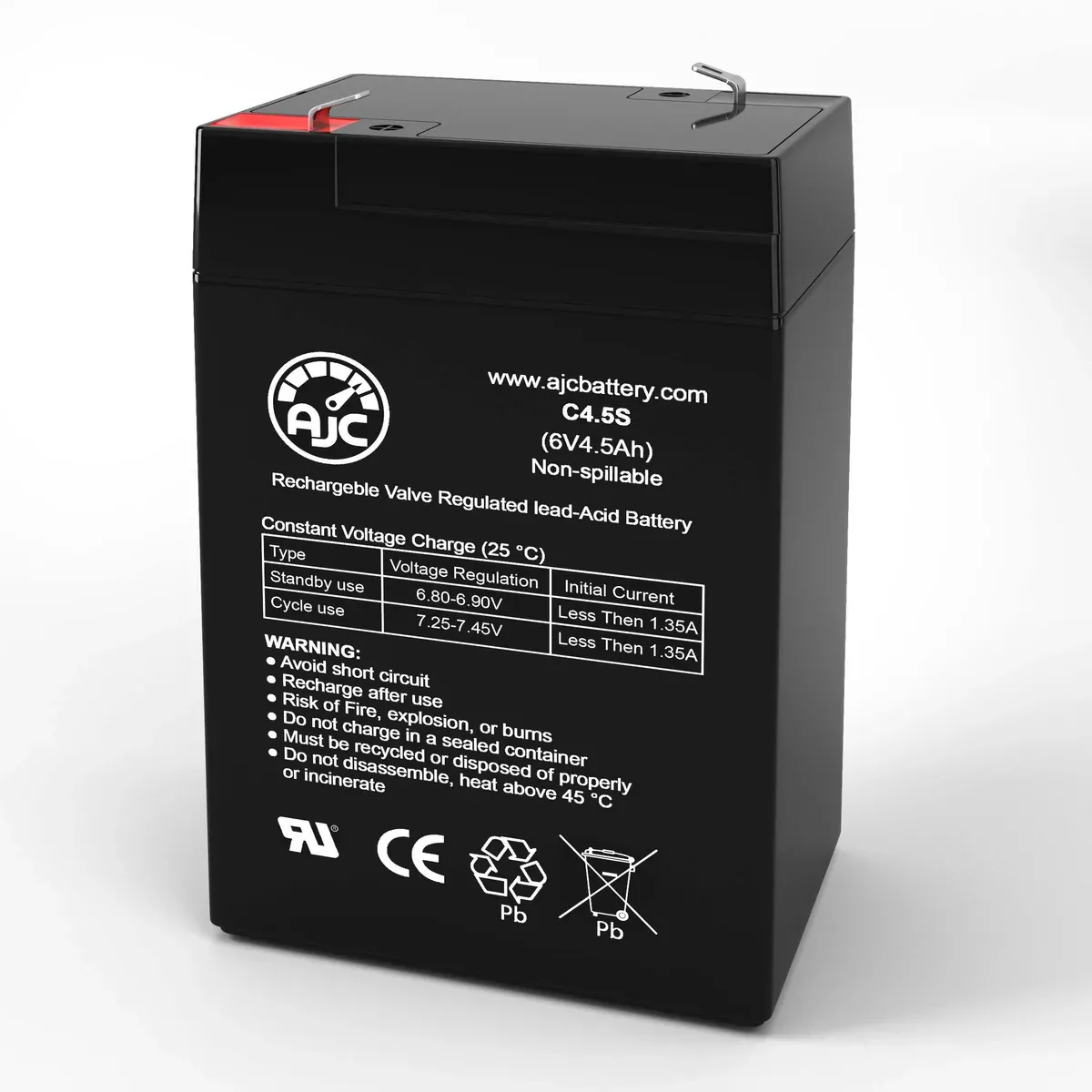 AJC Battery Compatible with EaglePicher CF12V4.6 6V 4.5Ah UPS Battery