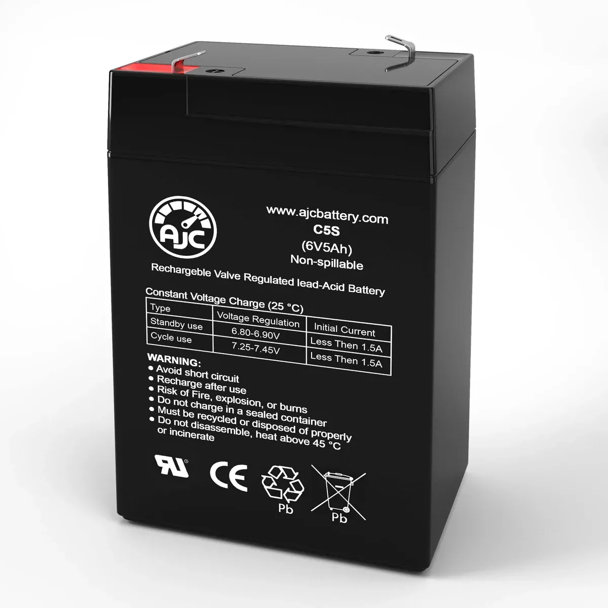 AJC Battery Compatible with Emergi-Lite 6JSM1 6V 5Ah Emergency Light Battery