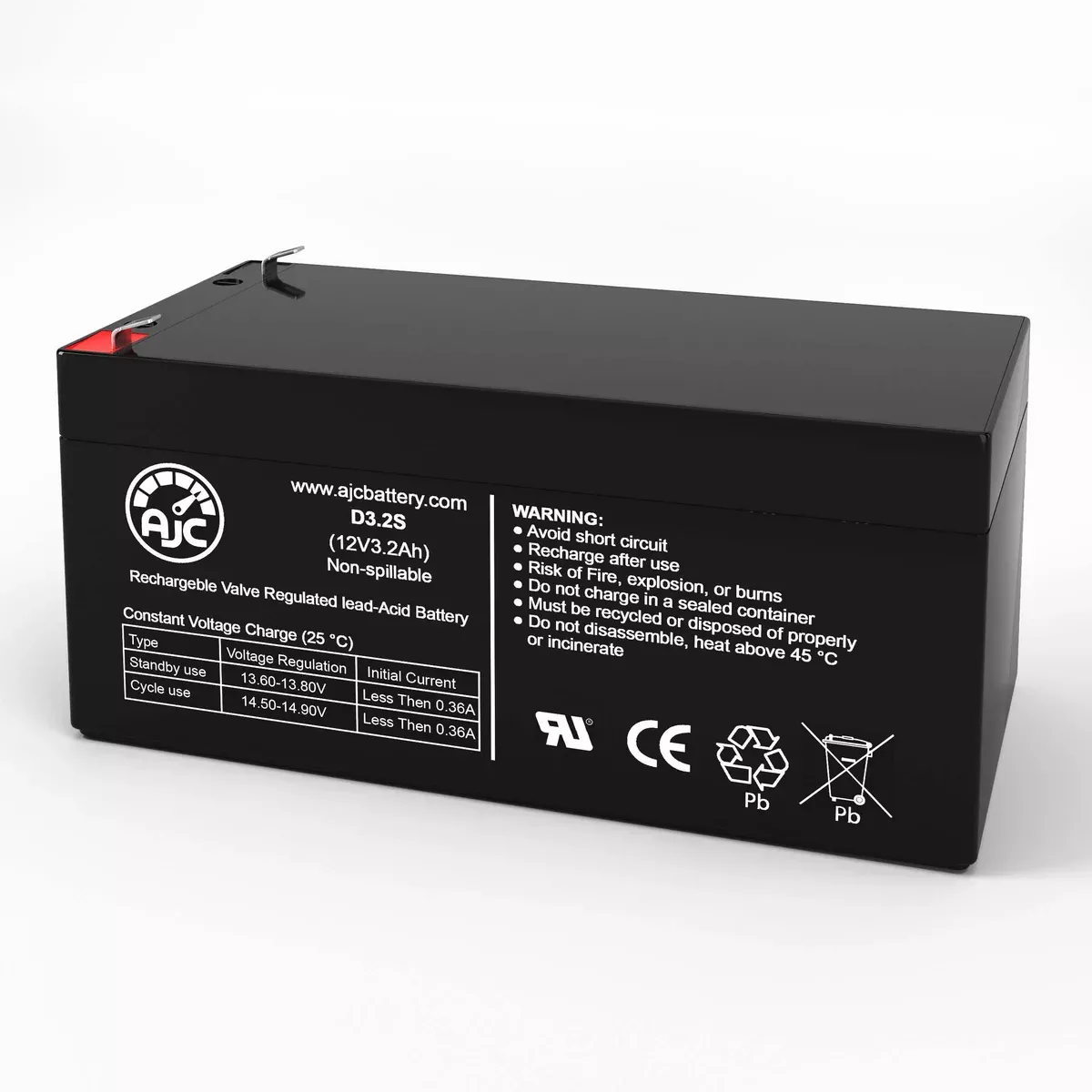 AJC Battery Compatible with Fiamm FG20341 12V 3.2Ah UPS Battery