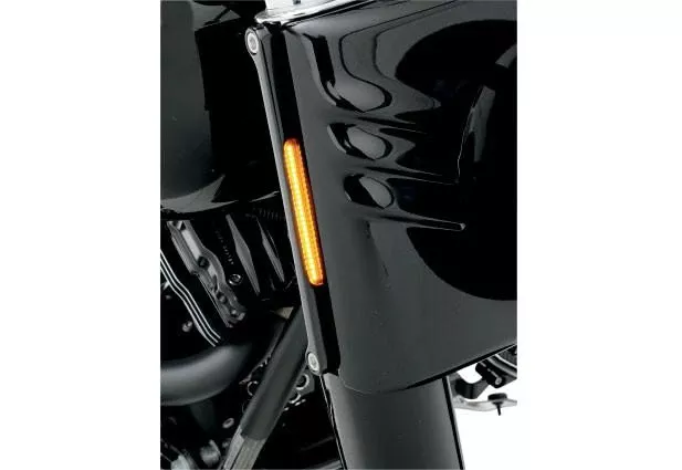 Alloy Art LED Front Signal Lights for Harley Davidson Fat Boy, Heritage, Deluxe, & Slim '90-14 -w/ Clear lens/Amber LEDs, Chrome