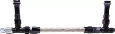 Allstar Performance Fuel Line Kit 8 AN Single Male Inlet 7/8-20 Dual Outlets Braided Stainless Black ALL26168