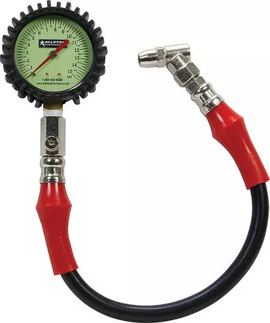 Allstar Performance Tire Pressure Gauge 0-15 PSI 2-1/4in Glow ALL44056