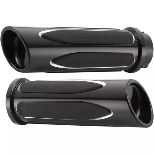 Arlen Ness Deep Cut Comfort Grips for Harley Electronic Throttle - Black