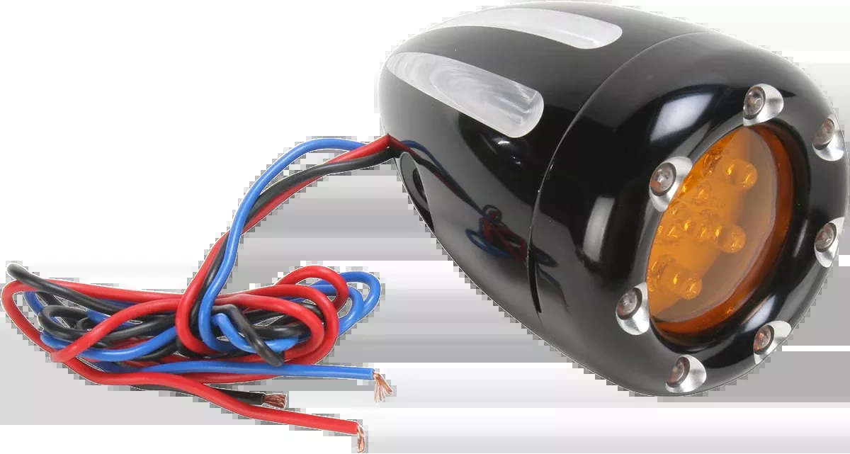 ARLEN NESS Turn Signals - LED - Deep Cut - Black/Amber - White Ring 12-765