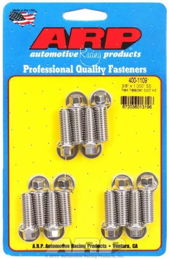 ARP S/S Header Bolt Kit - 3/8 x 1.00 UHL (12) 400-1109