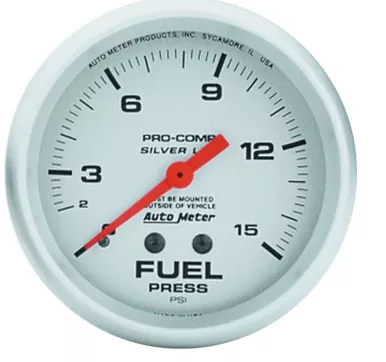 Autometer Pro Comp 2-5/8in Silver Liq-Fill Fuel 0-15 PSI 4611
