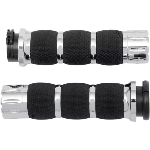 Avon Air Cushioned Rival Grips for Harley Dual Cable - Chrome