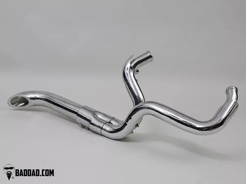 Bad Dad 81211-2 Chrome Angled Competition Series 2-N-1 Exhaust Harley FL 17-Up