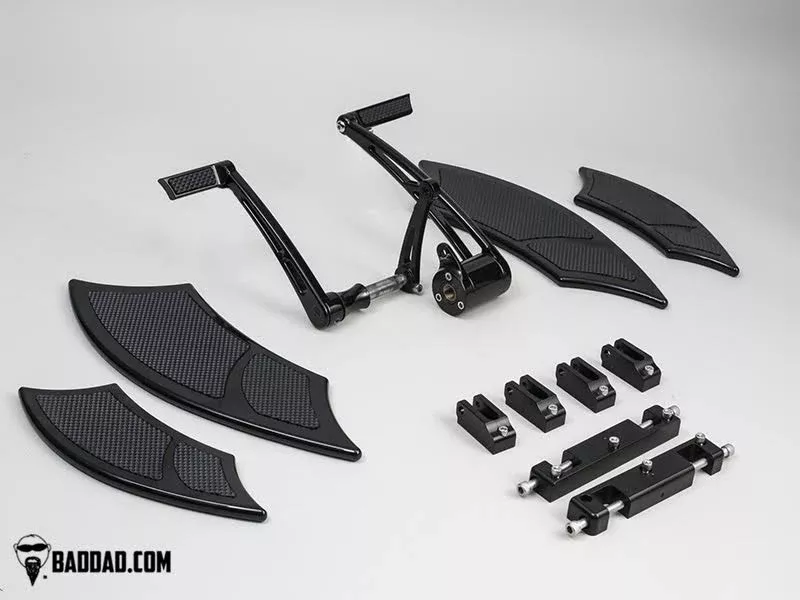 Bad Dad Black Forward Controls Toe Shifter 992 Floorboard Kit Harley FL 81137-3