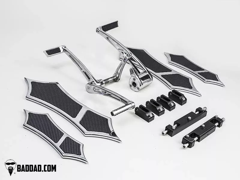 Bad Dad Chrome Forward Controls Heel-Toe Shifter 966 Floorboard Rear Board Kit Harley
