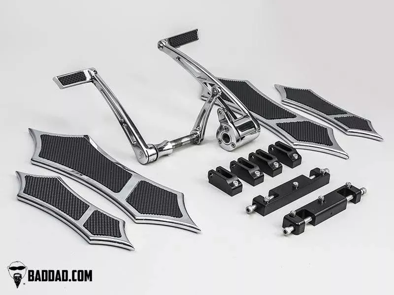 Bad Dad Chrome Forward Controls Toe Shifter 966 Floorboard Kit Harley FL 81135-4