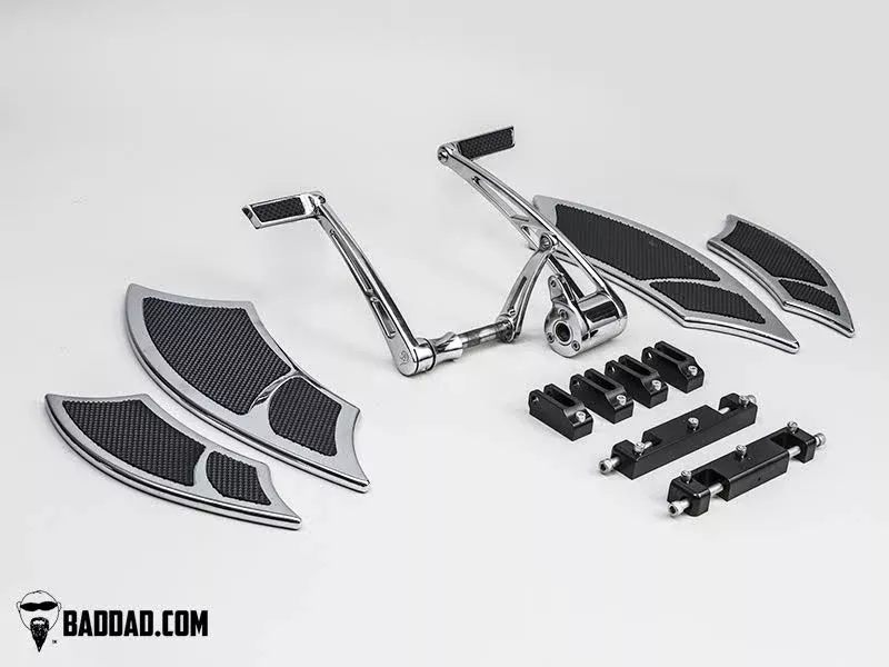 Bad Dad Chrome Forward Controls Toe Shifter 992 Floorboard Kit Harley FL 81137-4