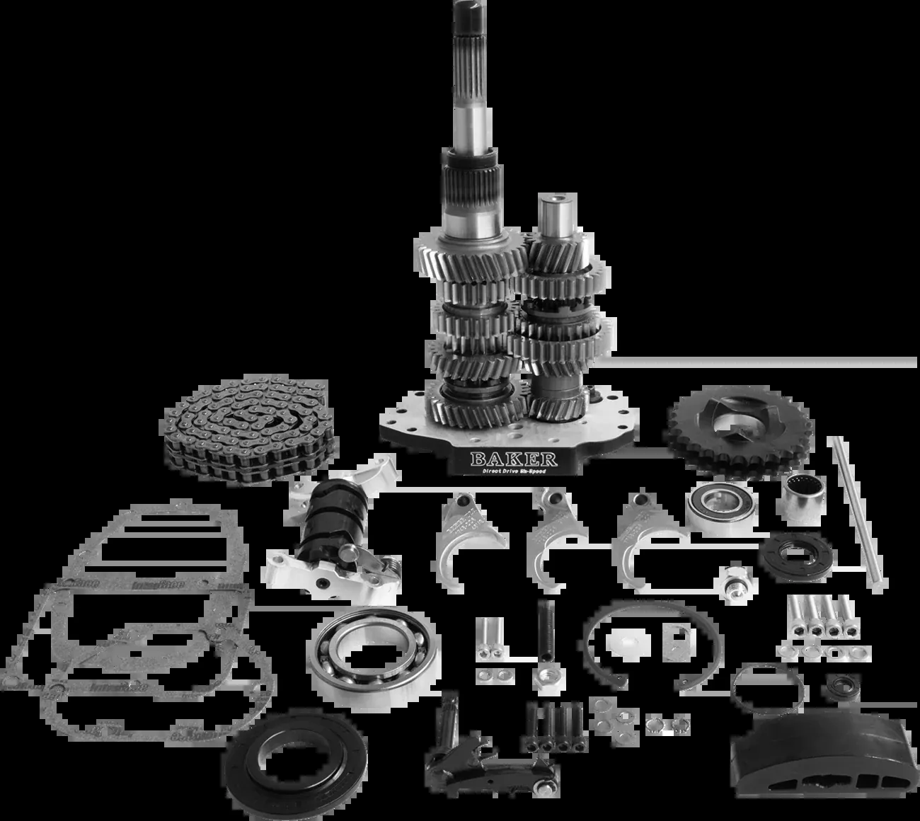 Baker Drivetrain Direct Drive Gear Set - 6-Speed - Black - '01-'06 Softail/Dyna - DD6-411PL-03