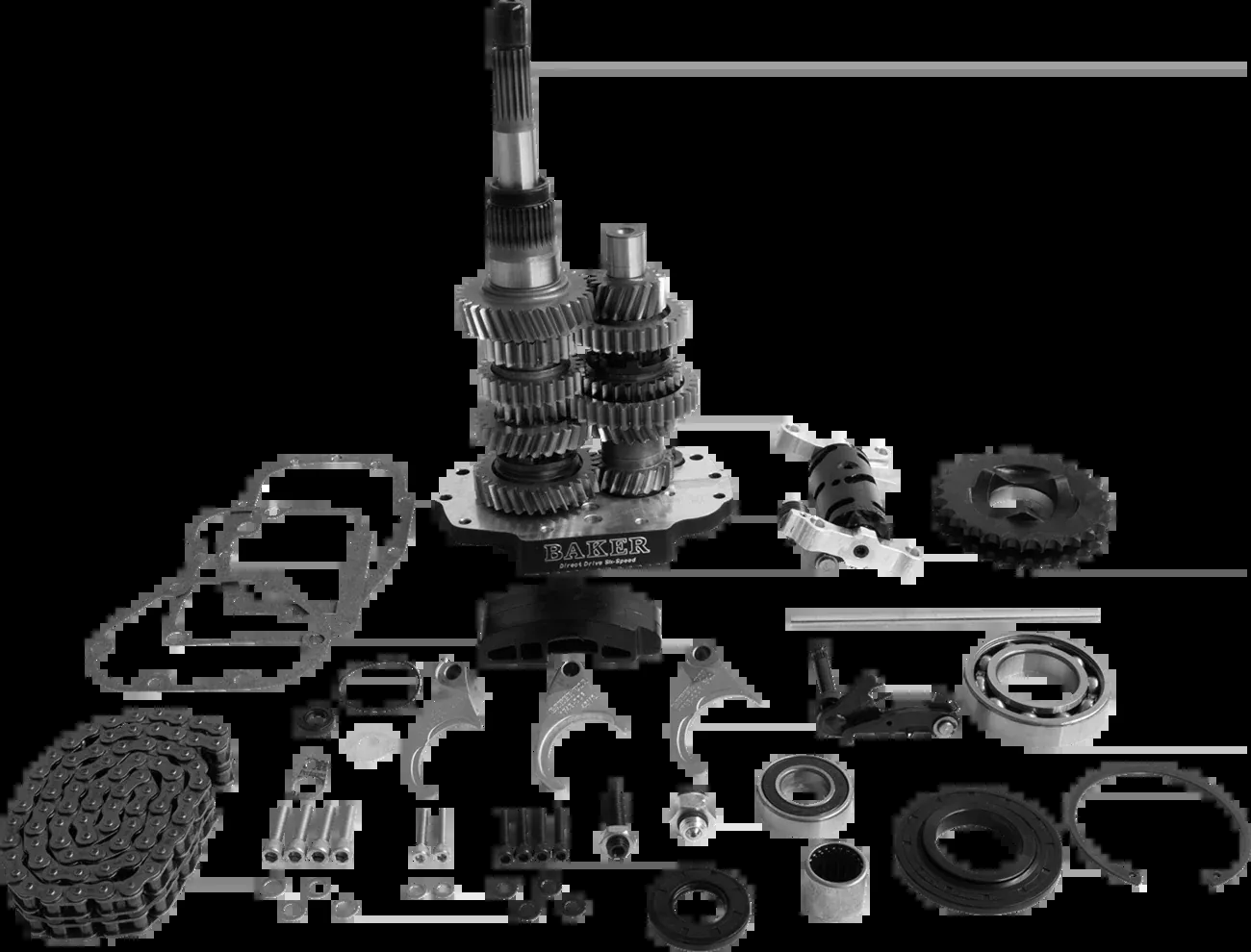 Baker Drivetrain Direct Drive Gear Set - 6-Speed - Black - '01-'06 Touring - DD6-411P-03
