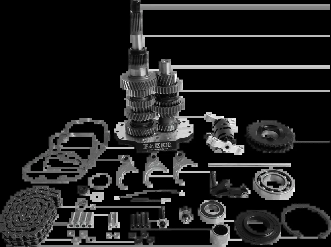 Baker Drivetrain Direct Drive Gear Set - 6-Speed - Black - '90-'97 Harley-Davidson - DD6-411-03