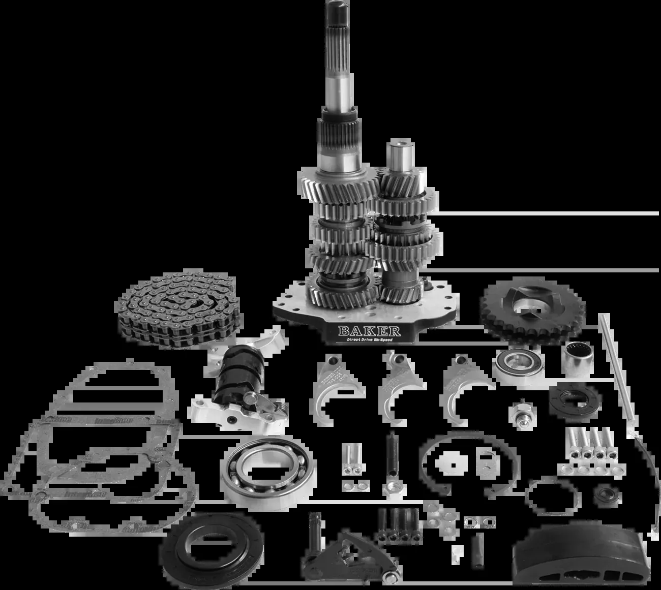 Baker Drivetrain Direct Drive Gear Set - 6-Speed - Black - '90-'97 Softail/Dyna - DD6-411L-03