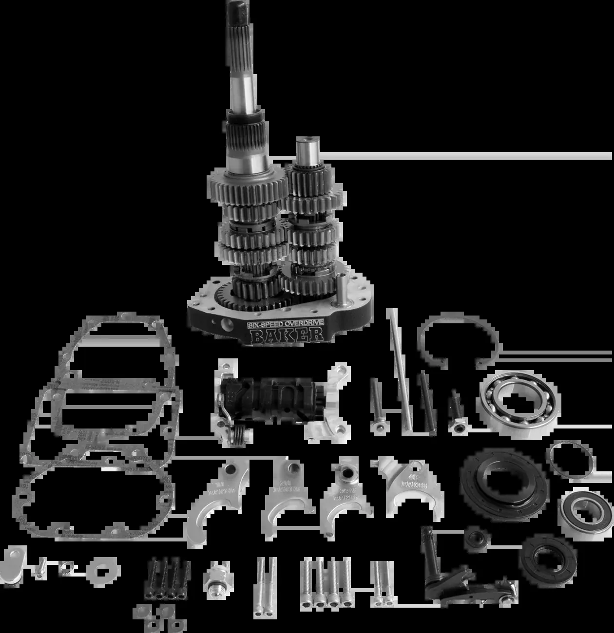 Baker Drivetrain Gear Set - Overdrive/6-Speed - Black - Softail/Dyna/FXR - OD6-401S-03