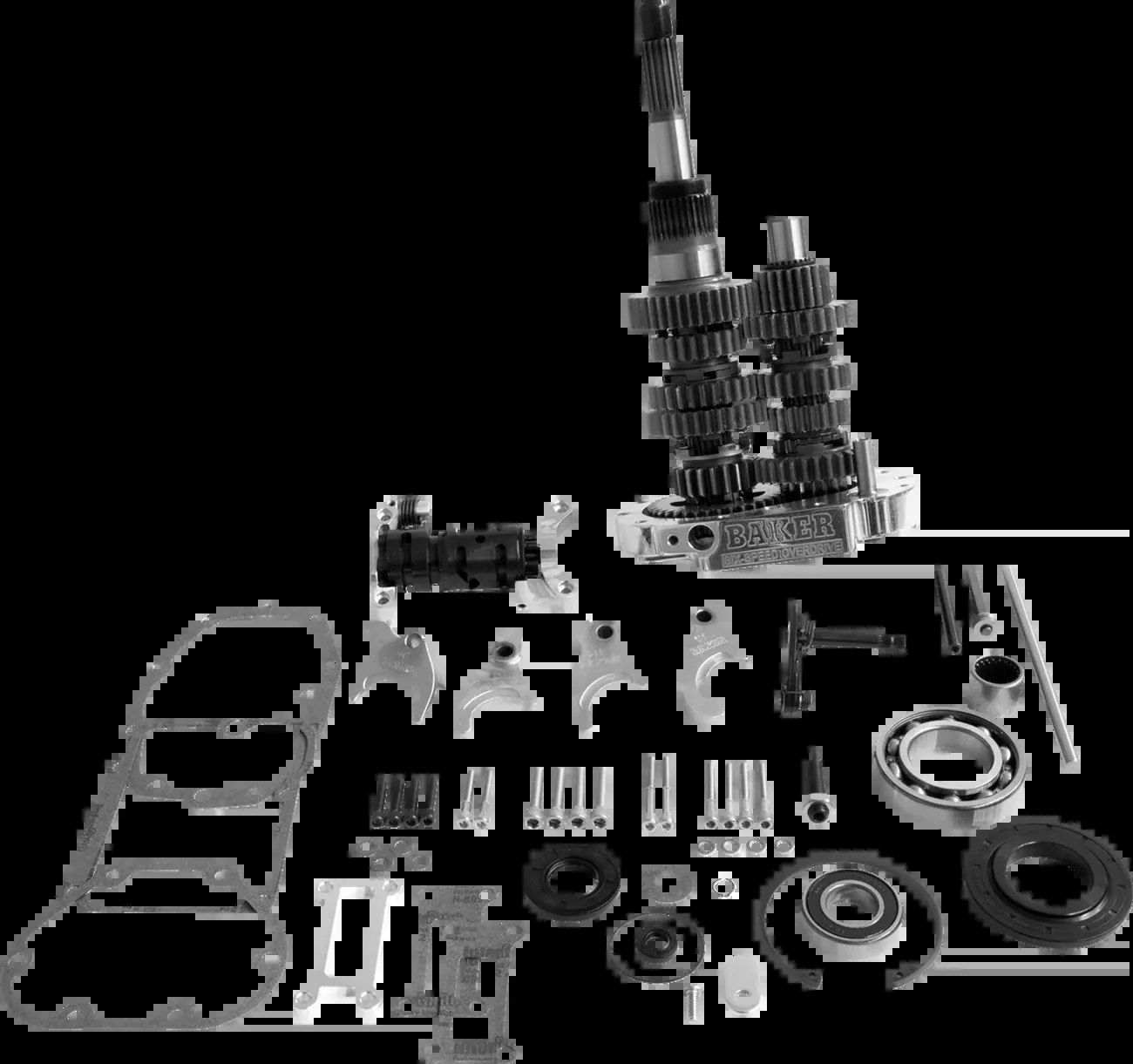 Baker Drivetrain Gear Set - Overdrive/6-Speed - Polished - '01 Touring - OD6-404P-02