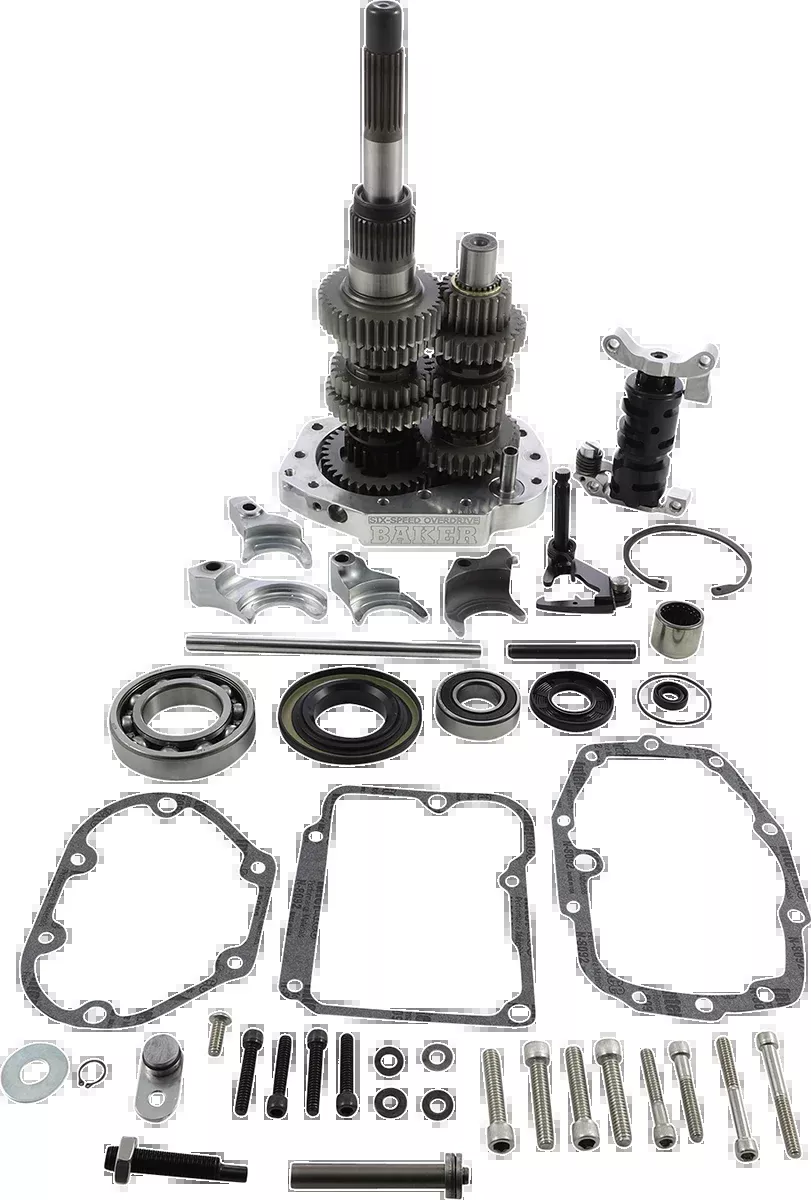 Baker Drivetrain Gear Set - Overdrive/6-Speed - Polished - '90-'97 Harley-Davidson - OD6-401-02