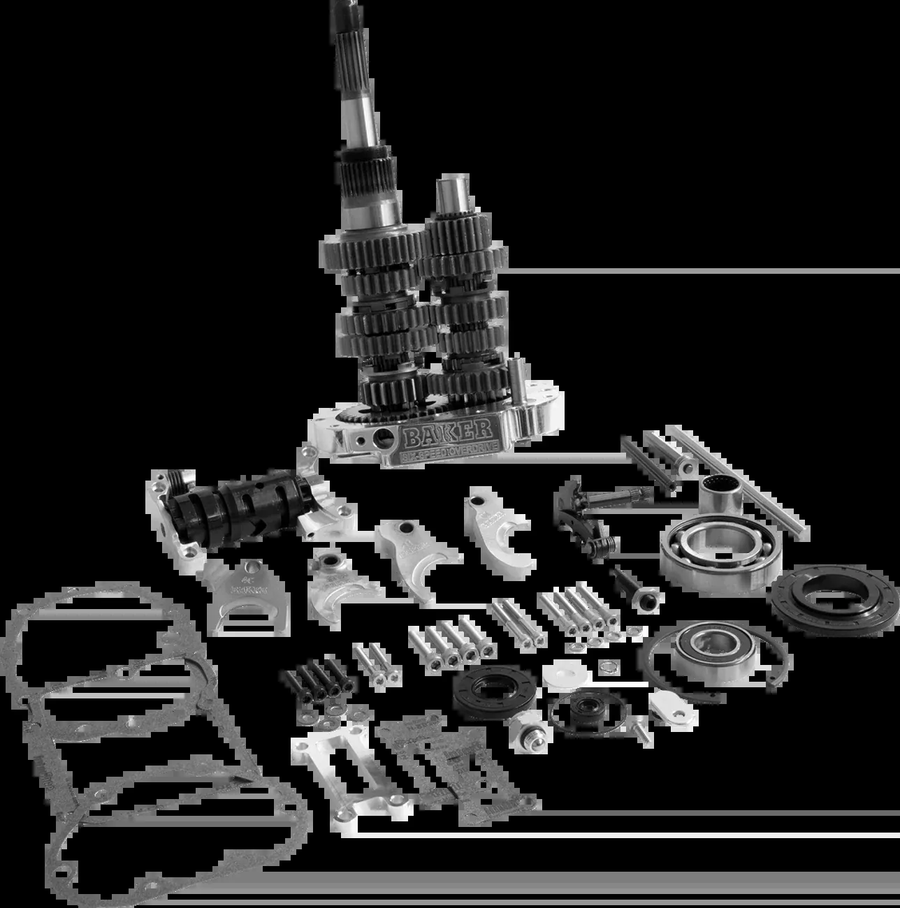 Baker Drivetrain Gear Set - Overdrive/6-Speed - Polished - OD6-404SP-02
