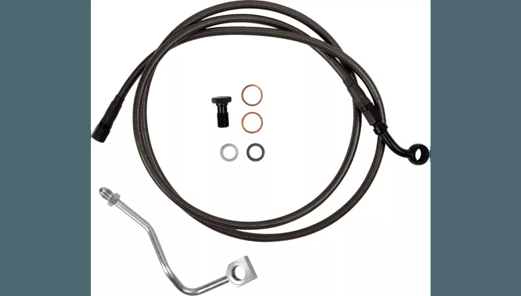 Barnett Upper Brake Line for '23-24 Harley Davidson CVO Road Glide - Carbon Coat w/ Black Fittings - +8"