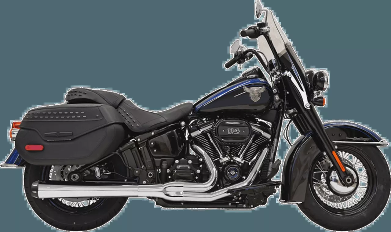 Bassani 2 into 1 Exhaust System for '18-24 Harley-Davidson Heritage & Deluxe models - Choose Chrome or Black