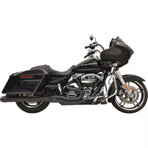 Bassani B4 2-into-1 Exhaust System for 2017-2023 Harley Touring - Megaphone Muffler - Black