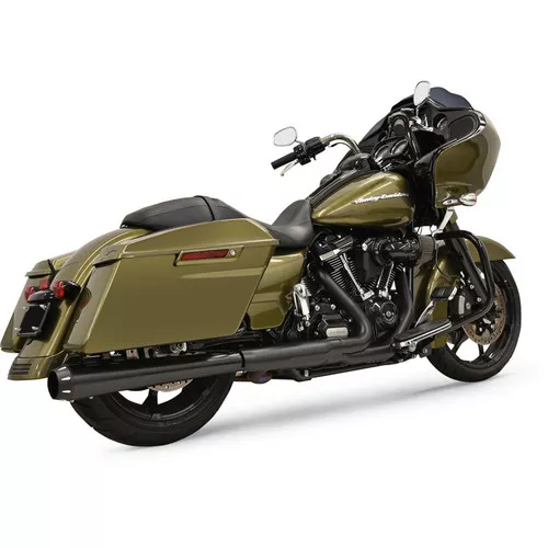 Bassani Crossover Eliminator with 4" Megaphone Muffler for 2017-2023 Harley Touring - Black