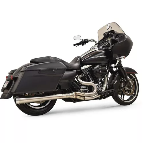 Bassani Long Road Rage III Stainless 2-Into-1 Exhaust System for 1995-2016 Harley Touring - 4" Straight Can Muffler
