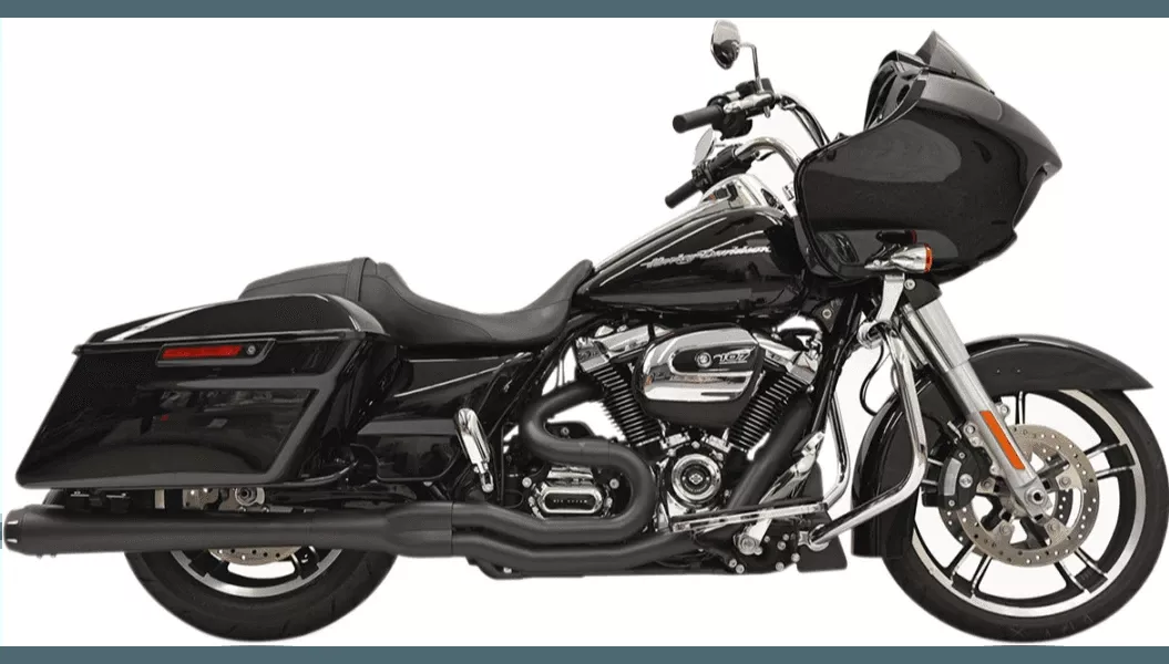 Bassani Road Rage 2:1 B4 4" Exhaust System with Megaphone Muffler for '17-Up Harley Davidson Touring Models - Black (Race Only)