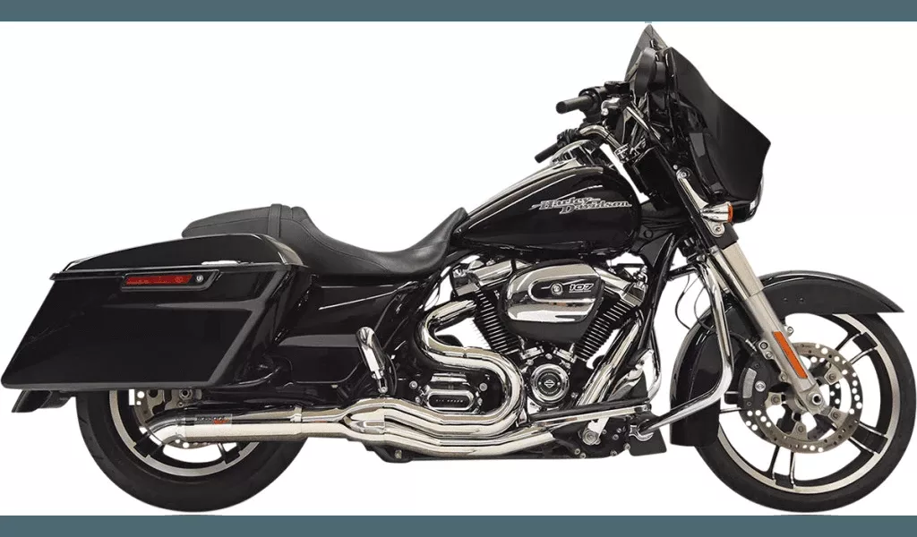 Bassani Road Rage II 2-Into-1 with Hot Rod Turnout Muffler System for '17-Up Harley Davidson Touring Models - Chrome