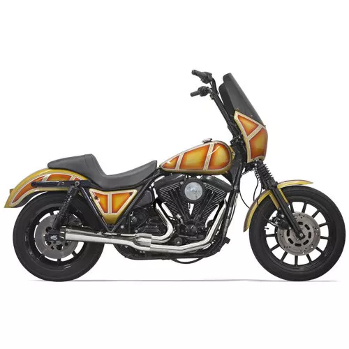 Bassani Short Road Rage Exhaust for Harley FXR - Chrome