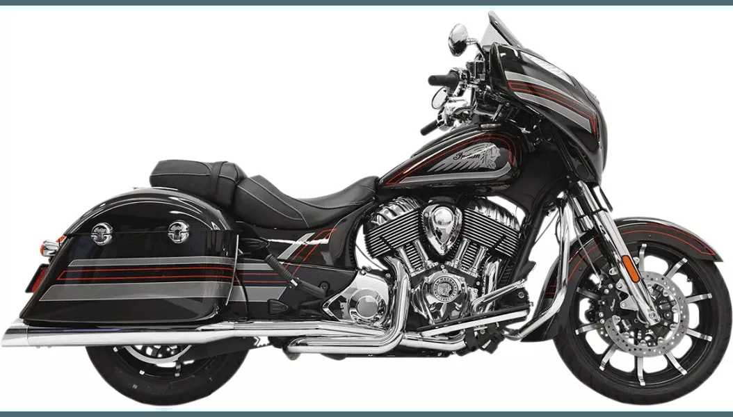 Bassani True Dual Exhaust System for '15-19 Indian Chieftain and Roadmaster - Chrome
