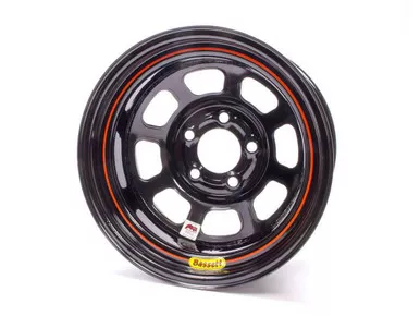 Bassett 15x8 IMCA Wheel D-Hole Black 5x5 4in 58D54I