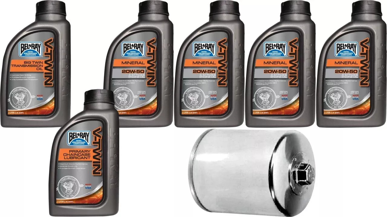 Bel Ray Oil Change Kit & Chrome Filter fits 1999-2017 Harley Big Twin Models