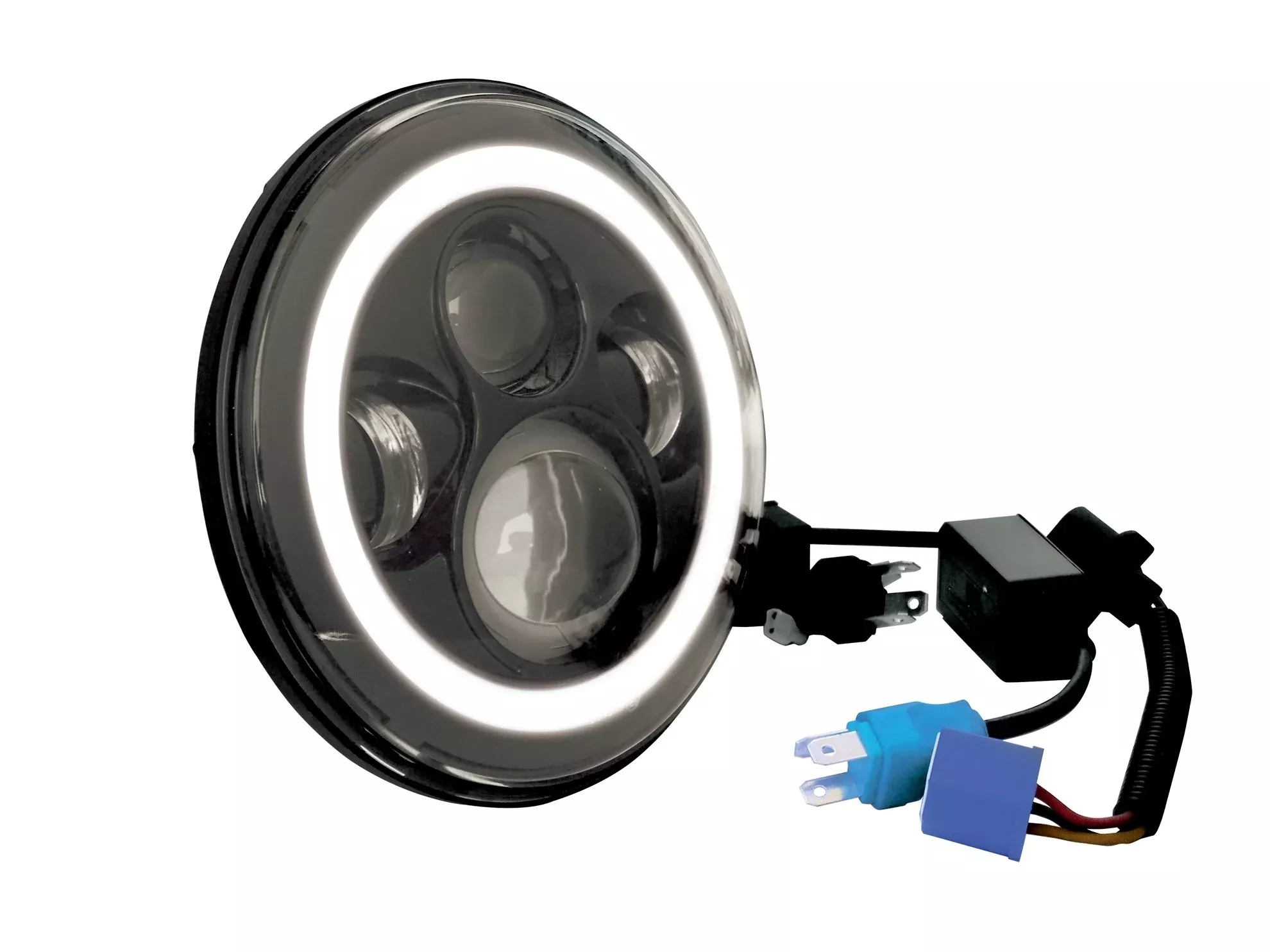 Black 7" LED Daymaker Style Headlight w/ Halo 11002 94-17 Harley Touring Softail