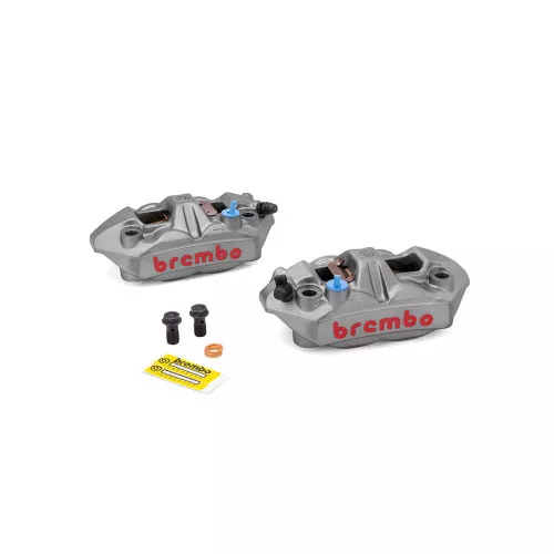 Brembo M4 Front Radial Mount Caliper - Titanium/Red Lettering