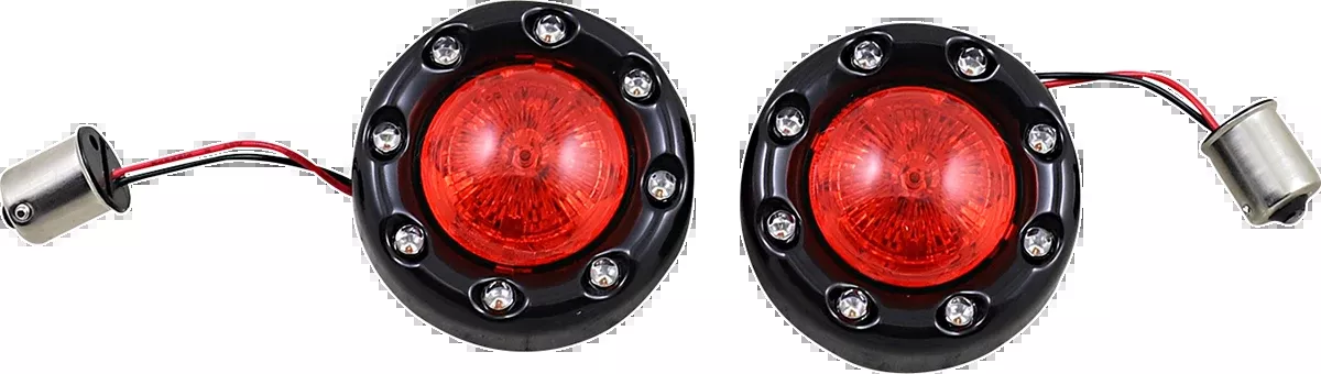 Bullet Turn Signal 1156 - Black - Red Lens